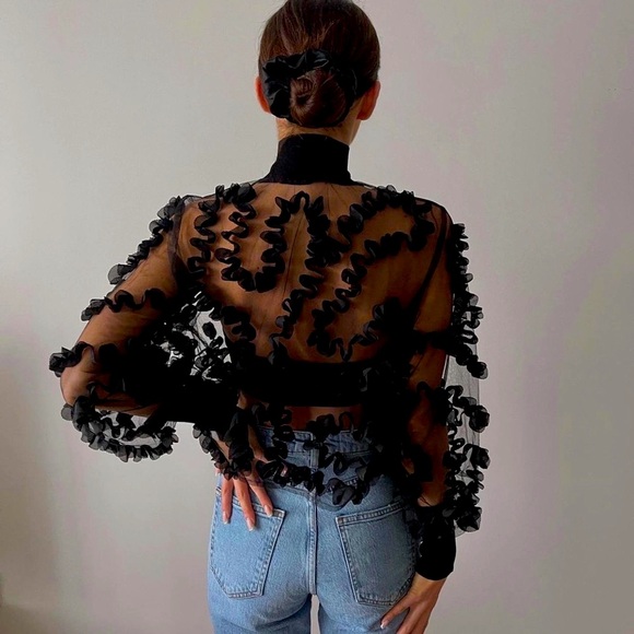 VGUC ZARA Blogger’s Fav| Constrasting Semi-Sheer Top - Picture 3 of 15